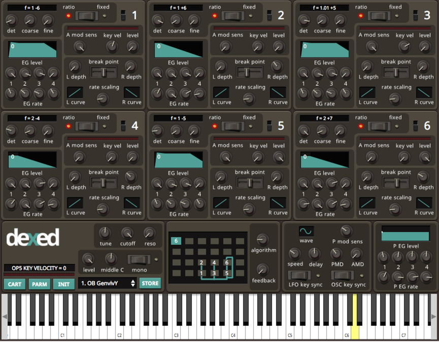 DEXED is a software emulator of the DX7 synth and can be played through a MIDI keyboard.